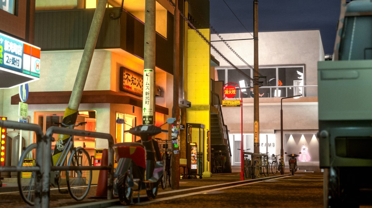 「Tokyo Mood by BEAMS」イメージ画像。架空の町名「新光町」など、BEAMSの社史に由来する名称も(photo by suma)