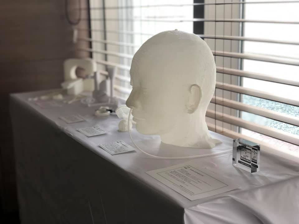 3Dプリンターで作成した看護教材 「吸引練習用頭部モデル」（吉岡さん提供）