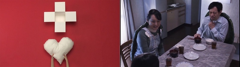 左：「ハートをください」（東京工芸大学　制作代表者：田村悠さん）<br />
右：「ウミガメ家の食卓」（日本大学芸術学部　制作代表者：猪腰侑花さん）